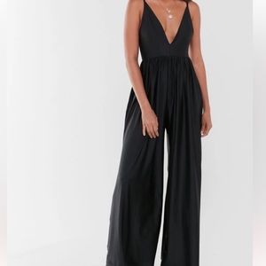 Urban Outfitters Gia Plunging Shimmer Red Jumpsuit BRAND NEW WITHOUT TAGS